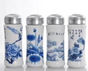 國(guó)色天香雙層青花瓷保溫禮品杯